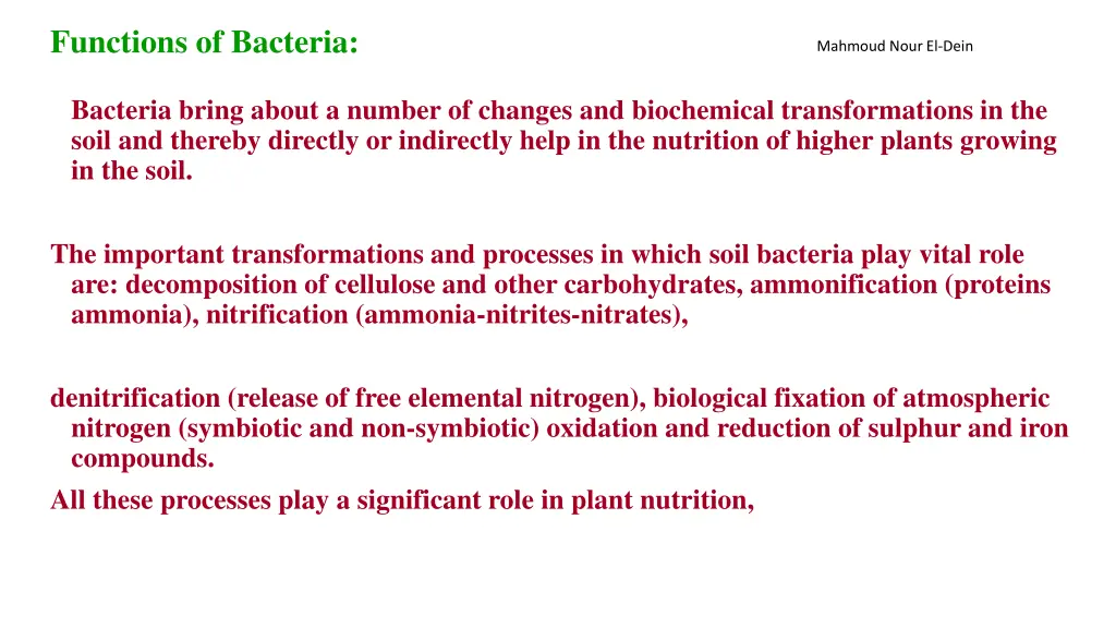 functions of bacteria