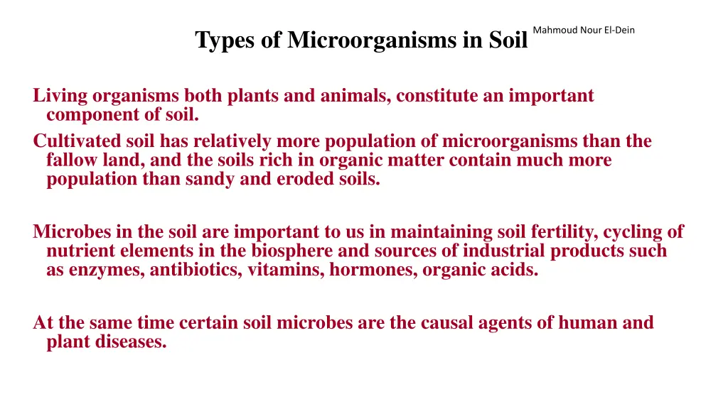 types of microorganisms in soil