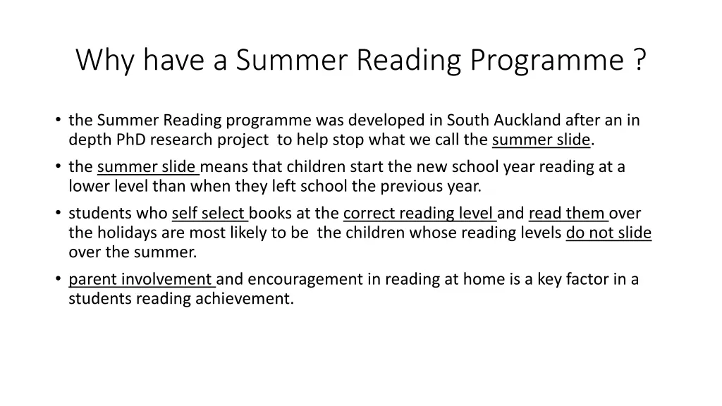 why have a summer reading programme