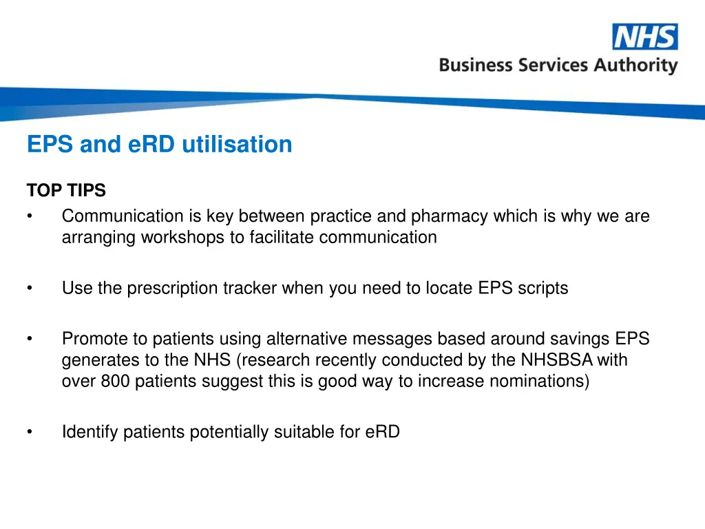 eps and erd utilisation