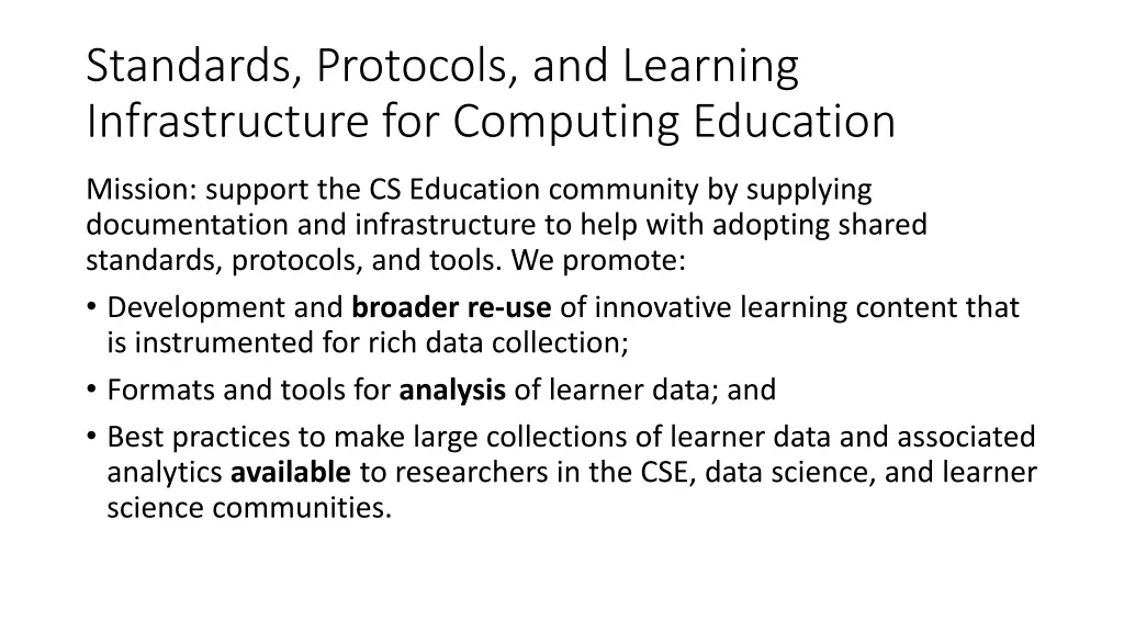 standards protocols and learning infrastructure