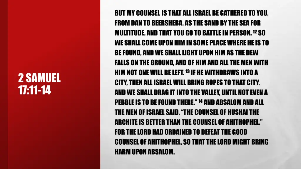 but my counsel is that all israel be gathered