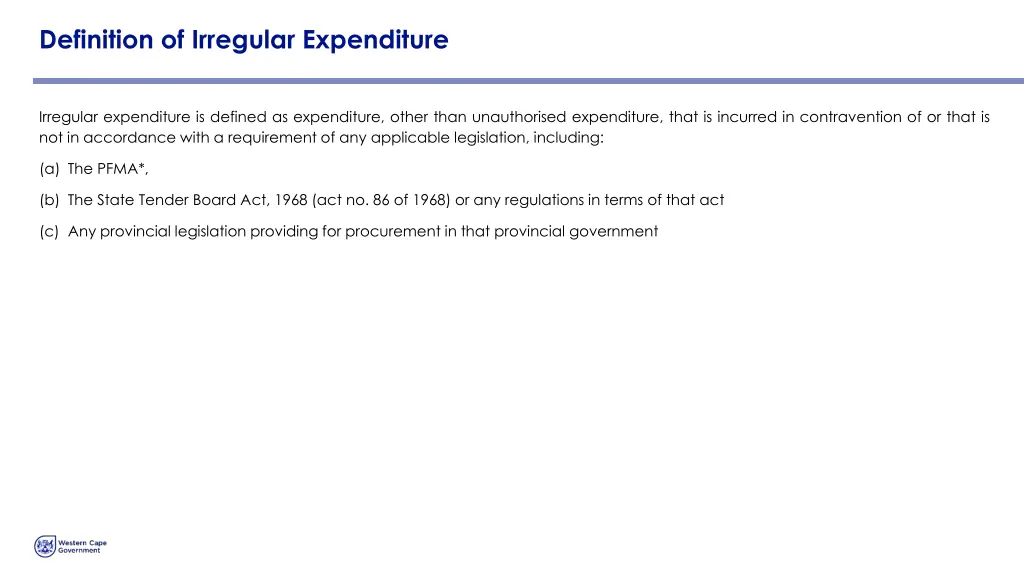 definition of irregular expenditure