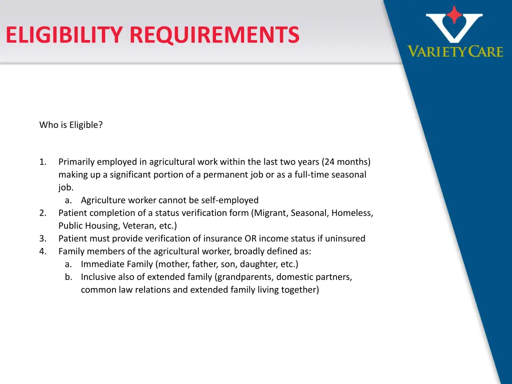 eligibility requirements