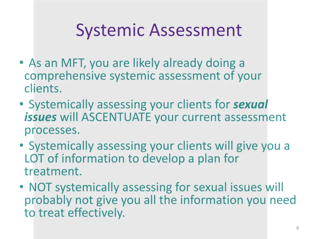 systemic assessment