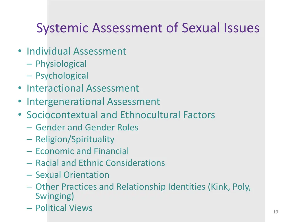 systemic assessment of sexual issues 1