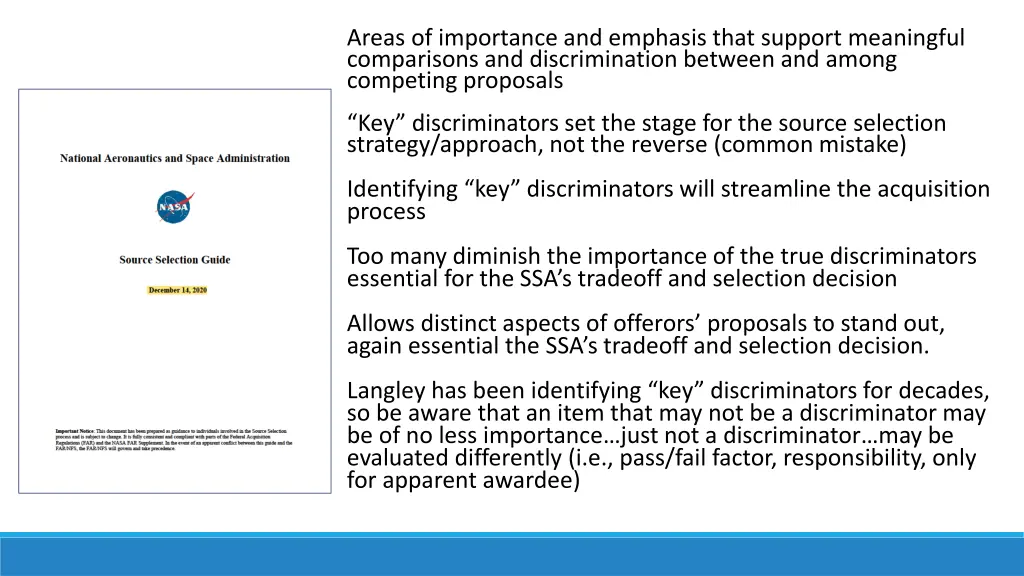 areas of importance and emphasis that support