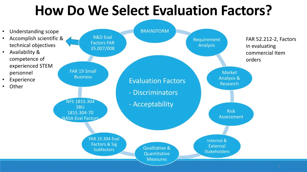 how do we select evaluation factors