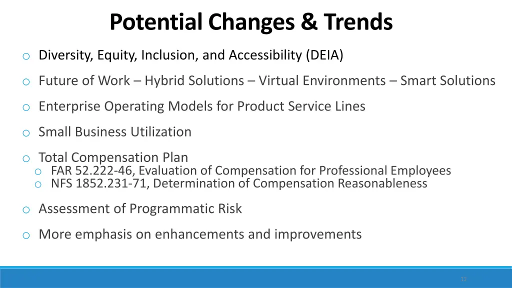 potential changes trends