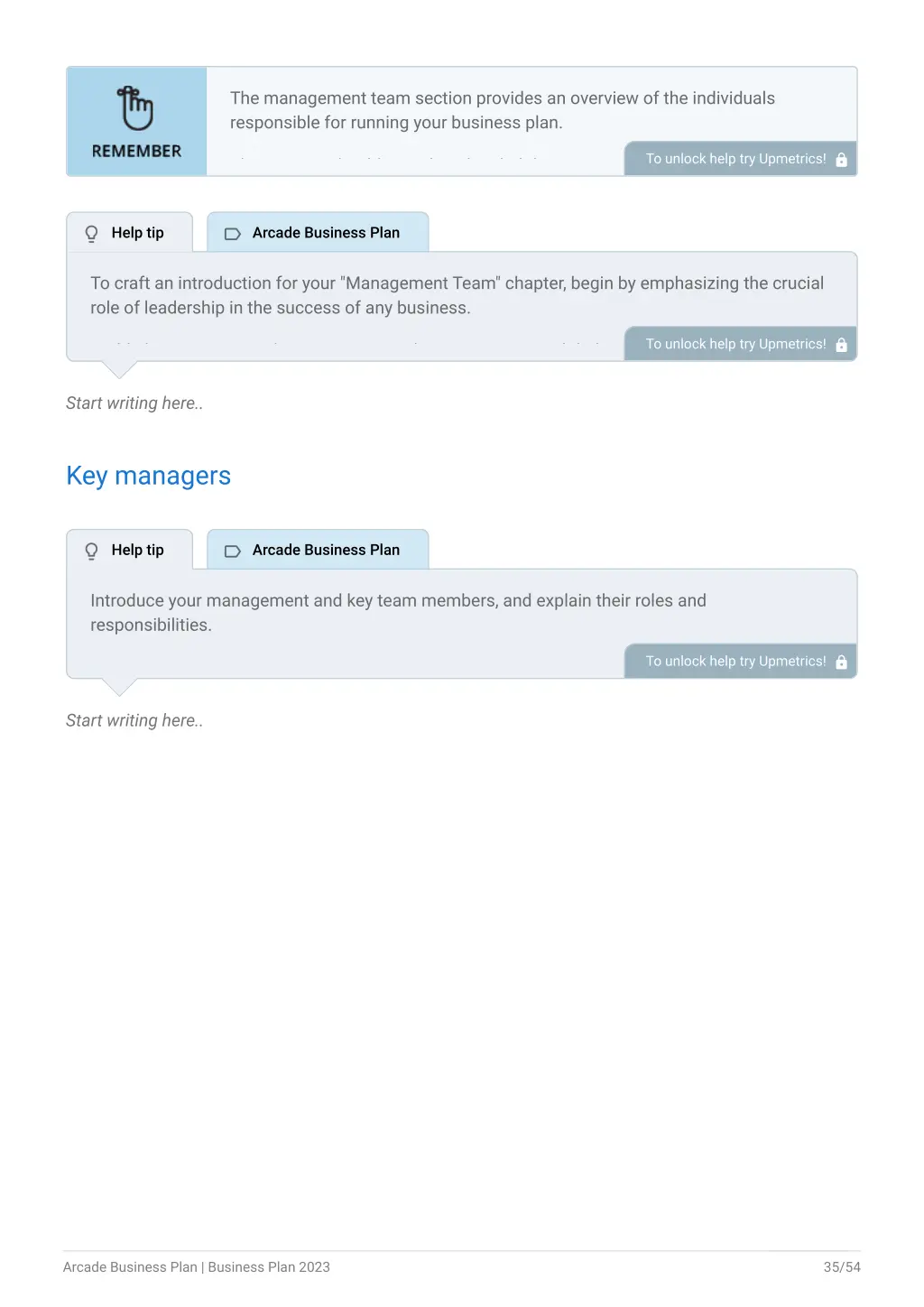 the management team section provides an overview