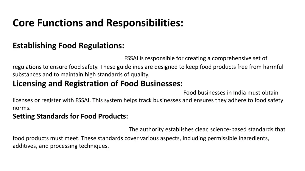 core functions and responsibilities