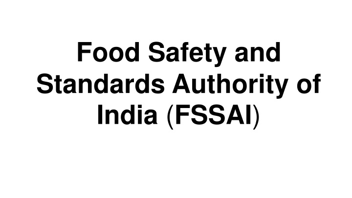 food safety and standards authority of india fssai