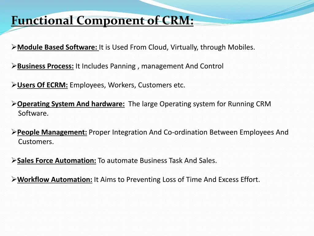 functional component of crm