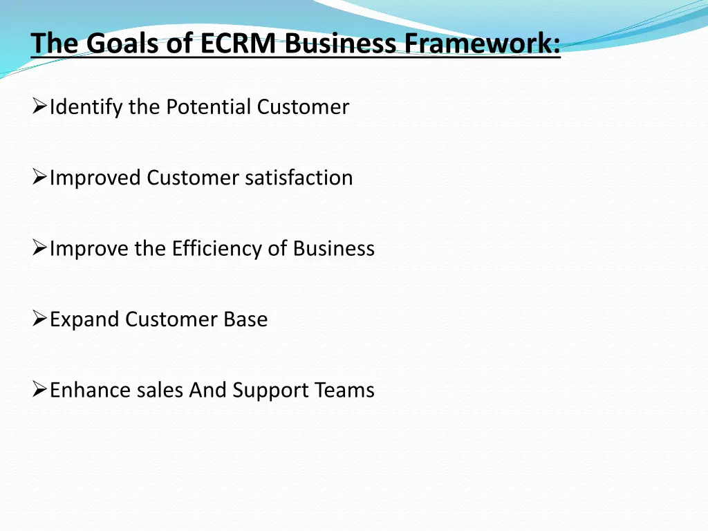 the goals of ecrm business framework