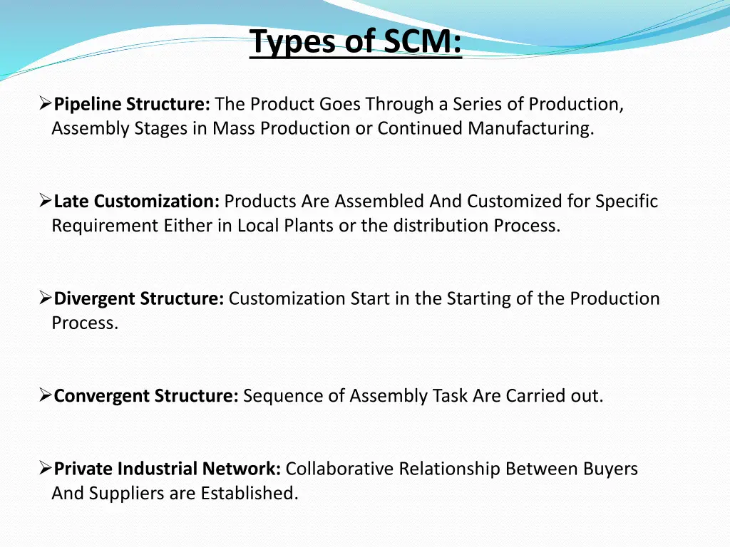 types of scm