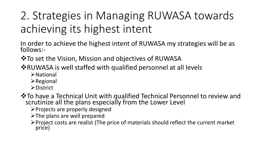 2 strategies in managing ruwasa towards achieving