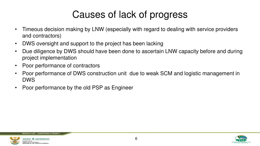 causes of lack of progress