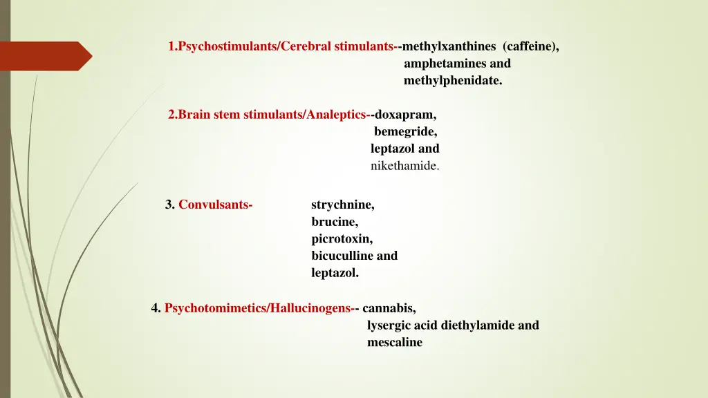 1 psychostimulants cerebral stimulants