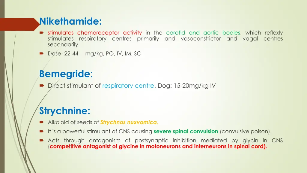 nikethamide stimulates chemoreceptor activity