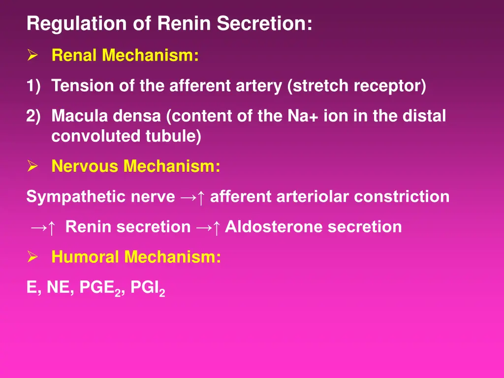 regulation of renin secretion