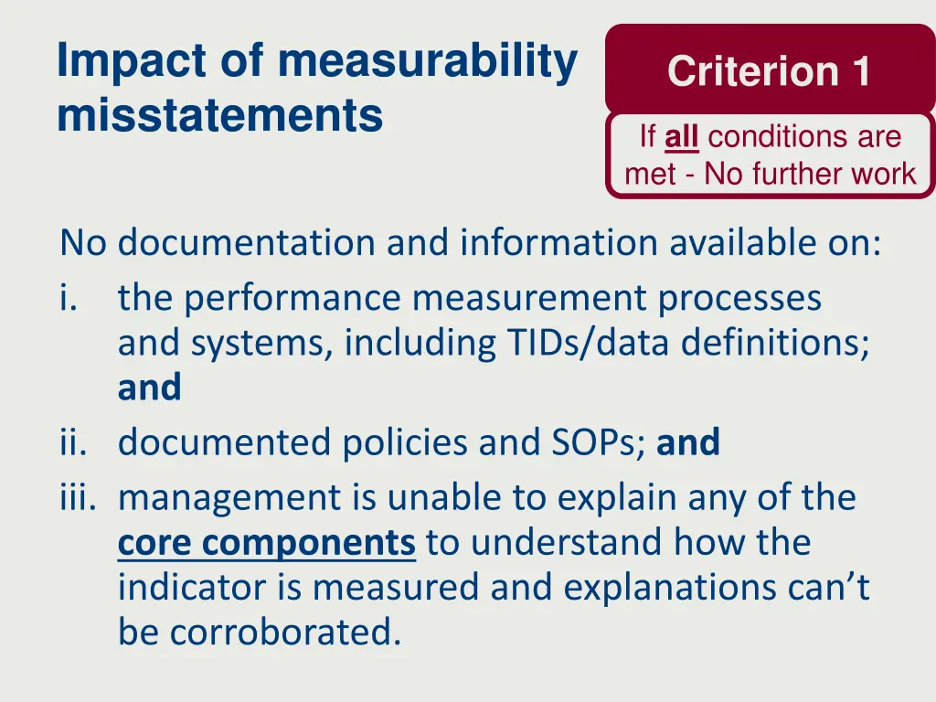 impact of measurability misstatements