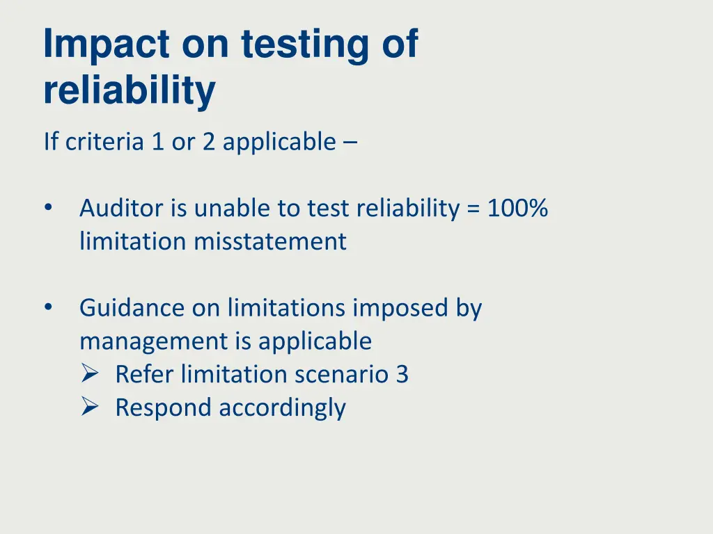 impact on testing of reliability