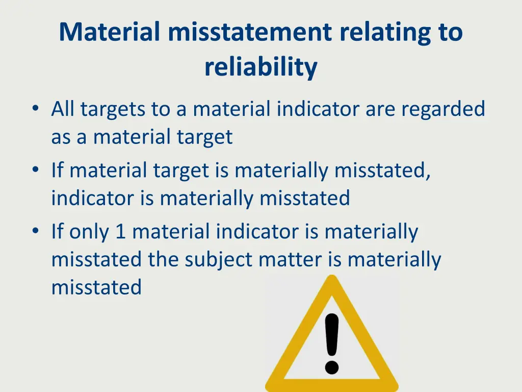 material misstatement relating to reliability