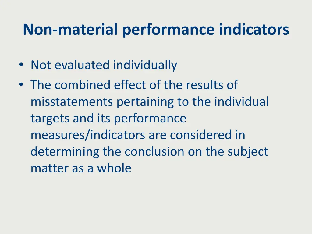 non material performance indicators