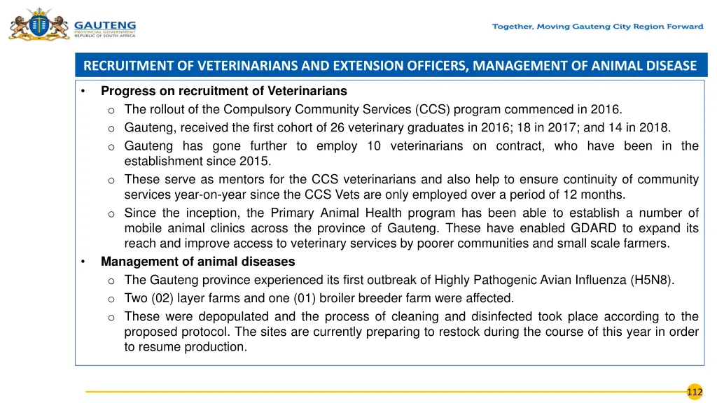 recruitment of veterinarians and extension