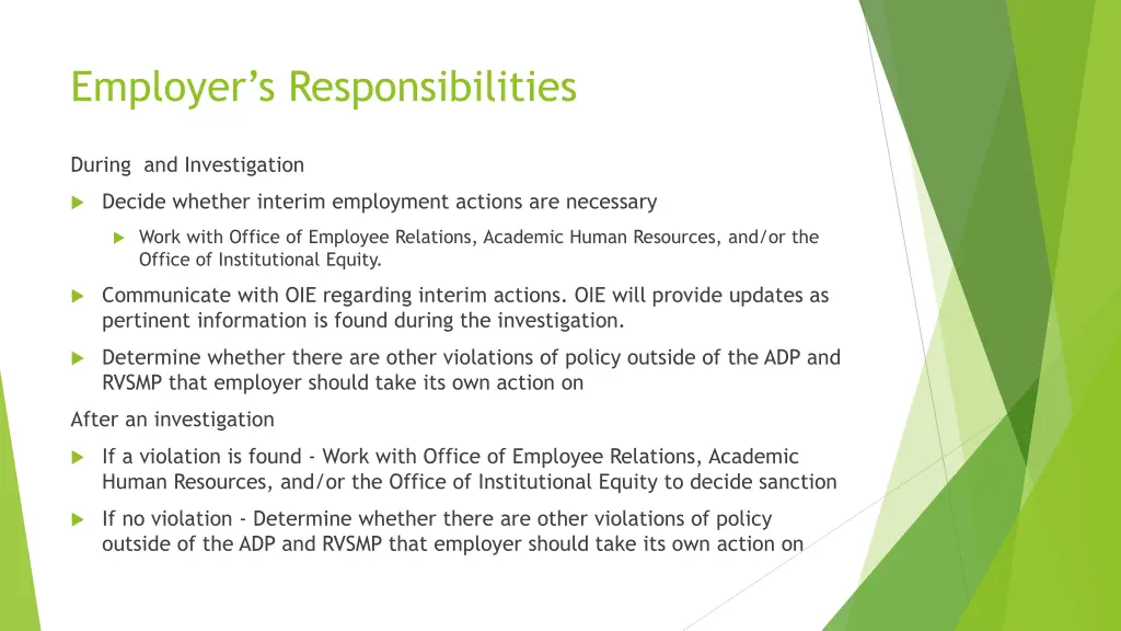 employer s responsibilities