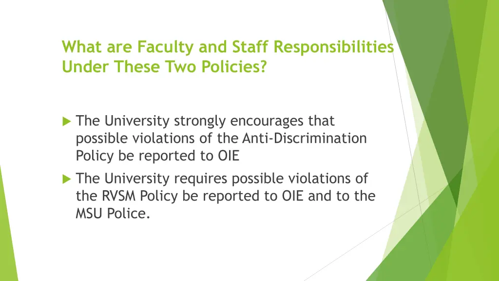 what are faculty and staff responsibilities under