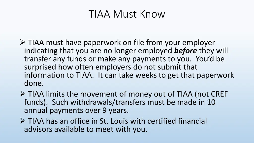 tiaa must know 1