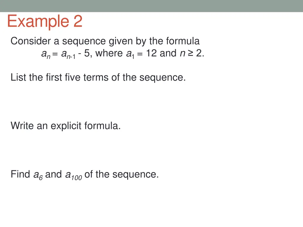 example 2 consider a sequence given