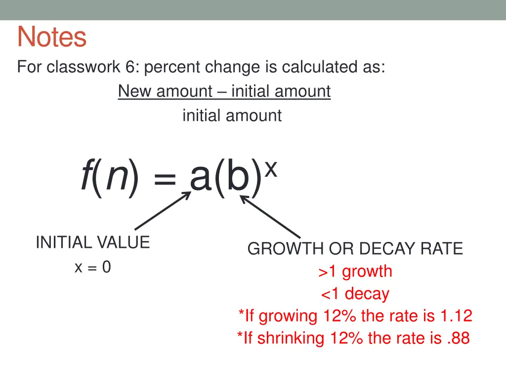 notes for classwork 6 percent change