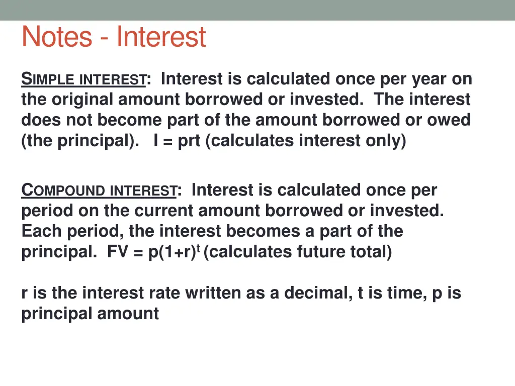 notes interest