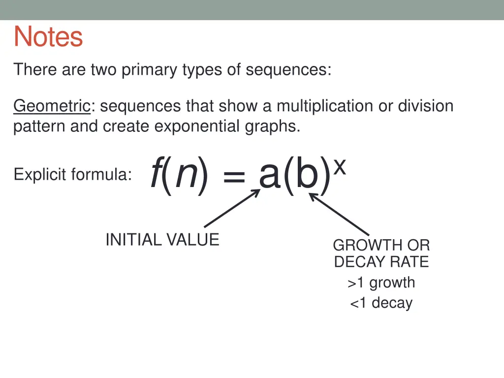 notes there are two primary types of sequences 1