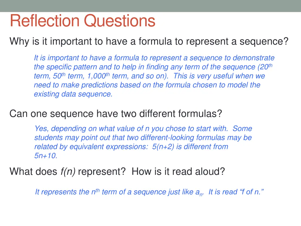 reflection questions