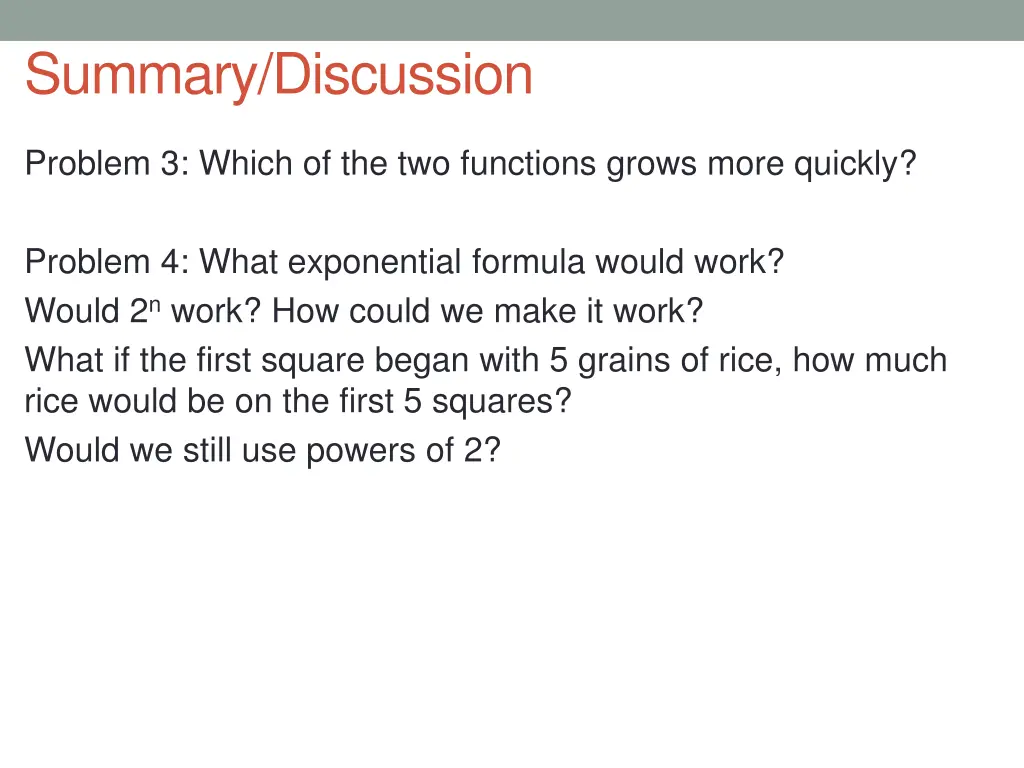 summary discussion