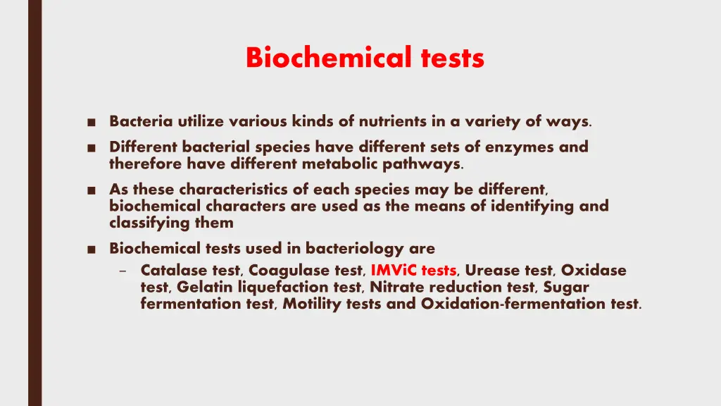 biochemical tests