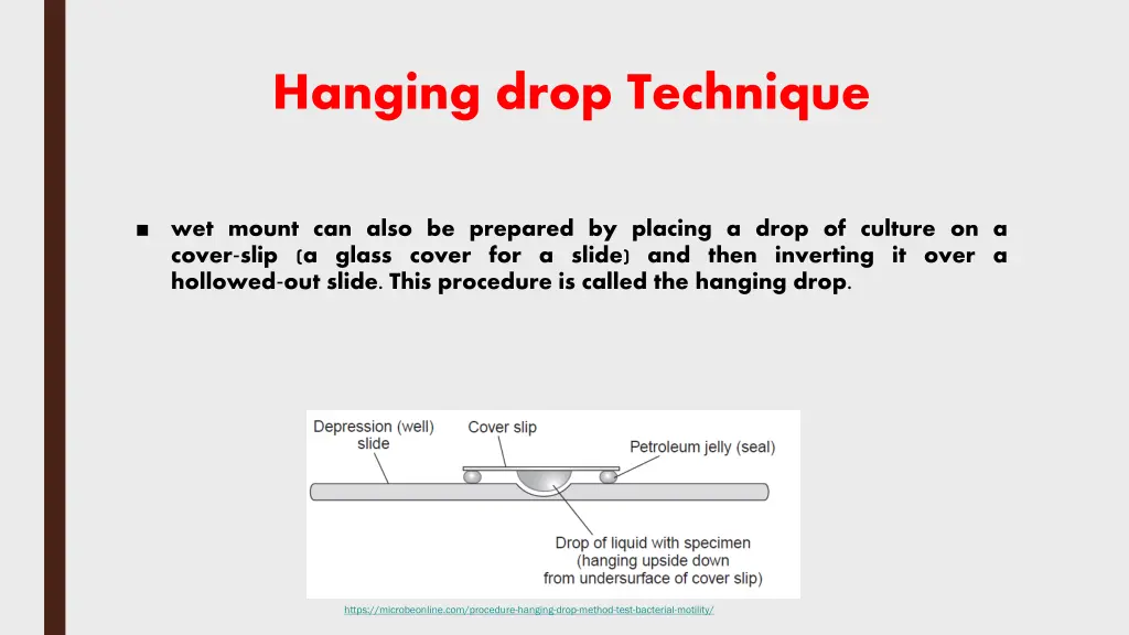 hanging drop technique