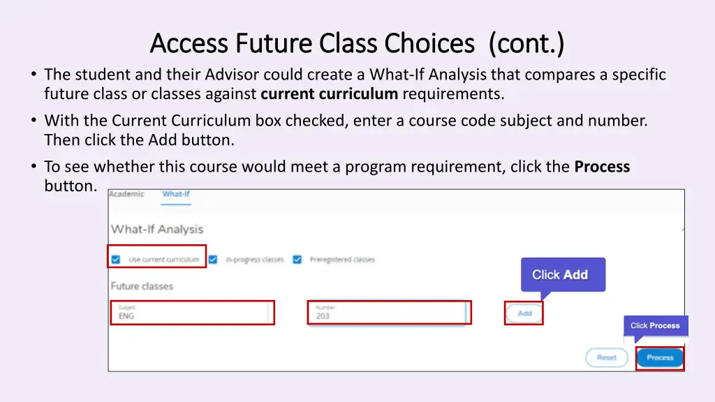 access future class choices cont access future