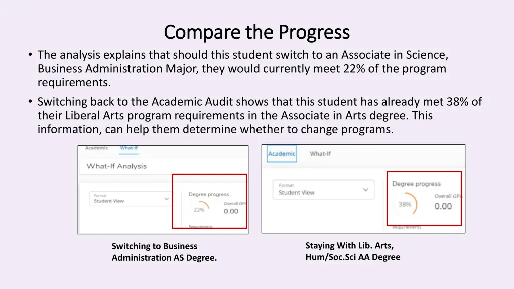 compare the progress compare the progress