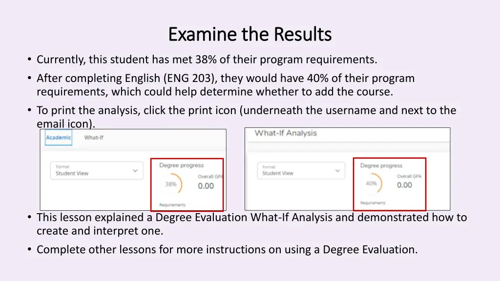 examine the results examine the results