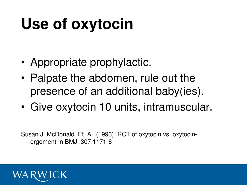 use of oxytocin