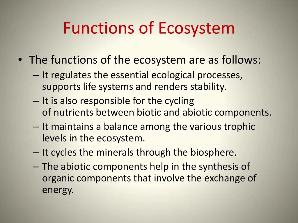 functions of ecosystem