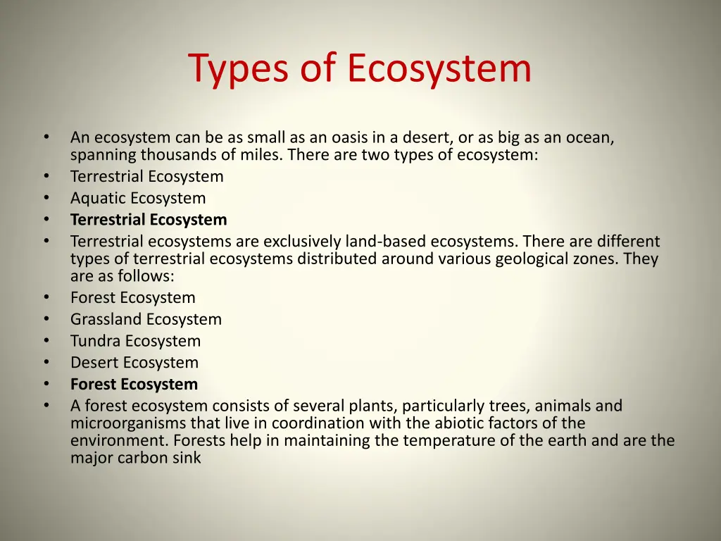 types of ecosystem