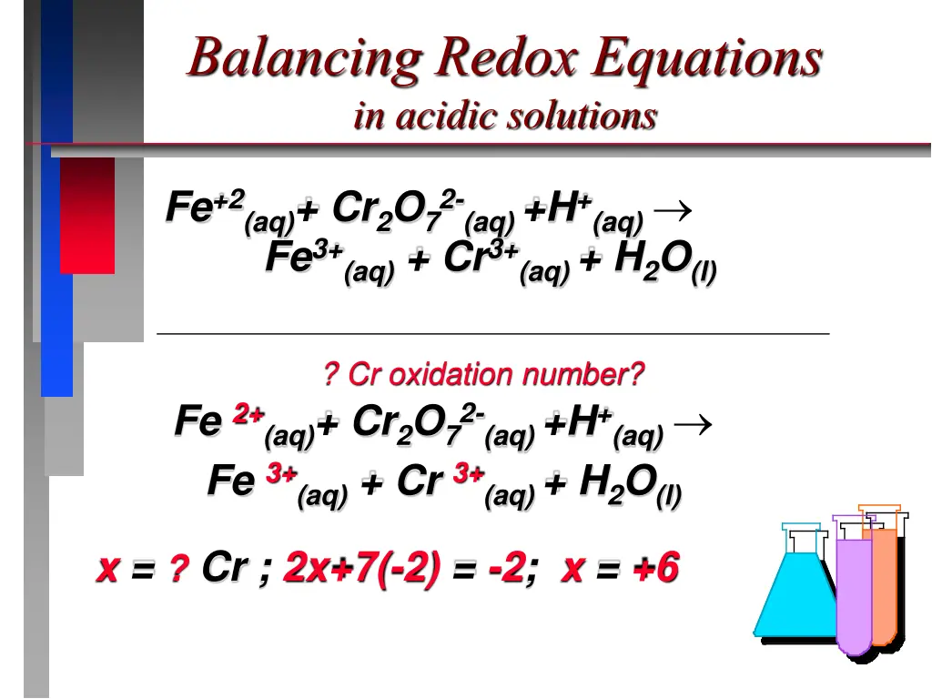 balancing redox equations in acidic solutions 1