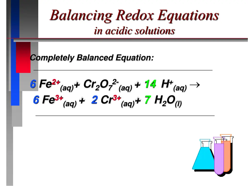 balancing redox equations in acidic solutions 4