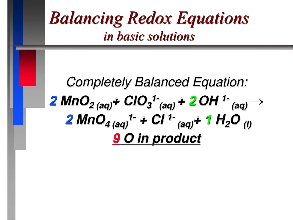 balancing redox equations in basic solutions 3