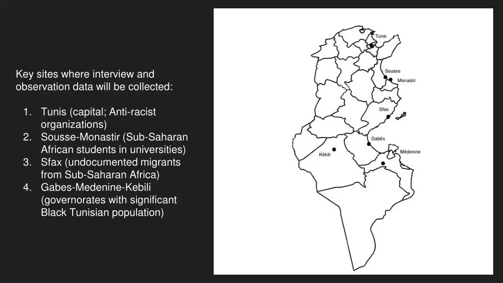 key sites where interview and observation data